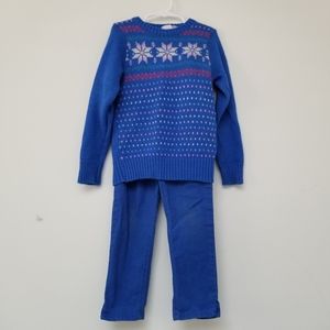 Girls Two Piece Outfit with Vintage 80s Sweater Size 6